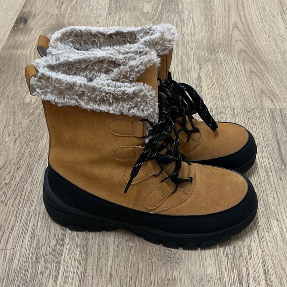 All in Motion Tan and Black Lace Up Boots - Picture 2 of 6